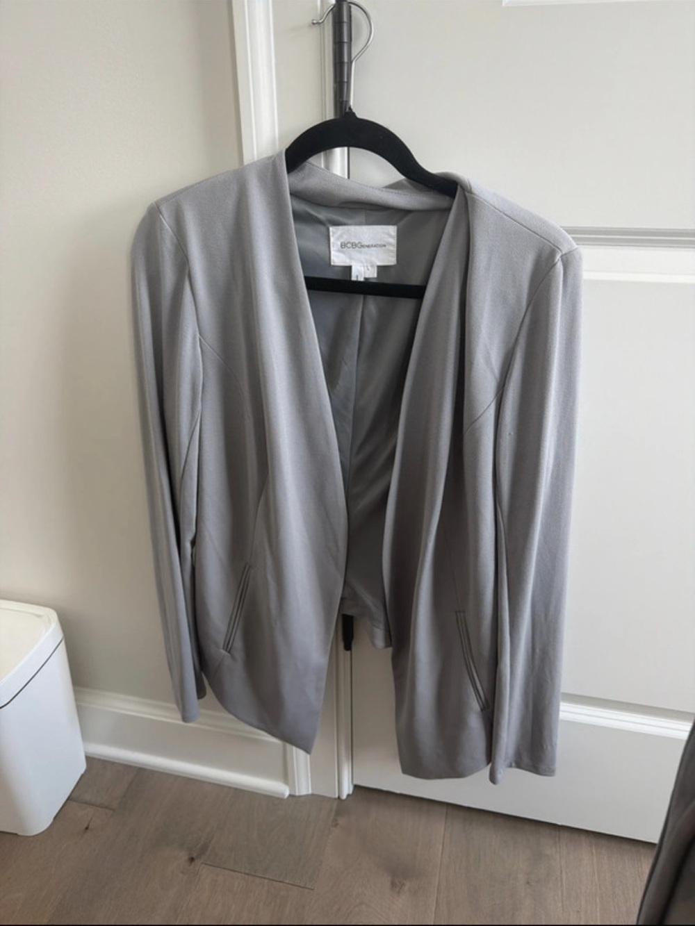 BCBGeneration Light Gray Open-Front Draped Blazer